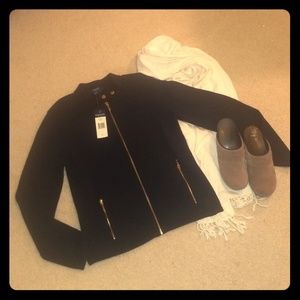 Chaps Navy Blue Zip Up Cardigan Sweater (Tags removed)